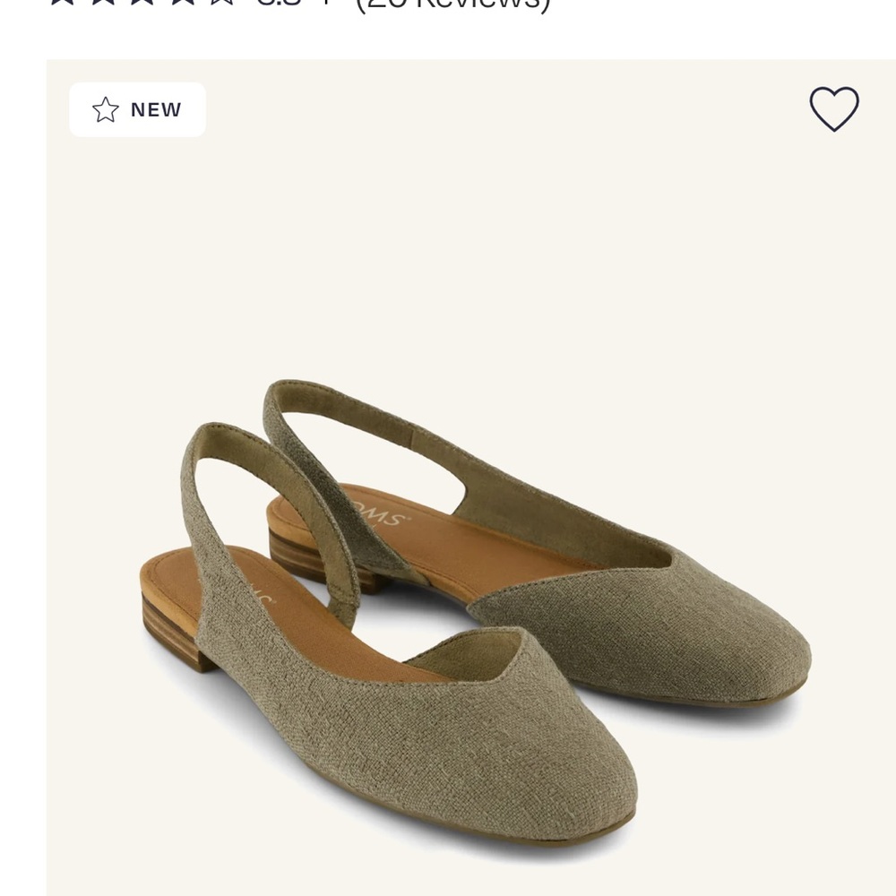 NWT Toms Sage Green Slingback Flats
